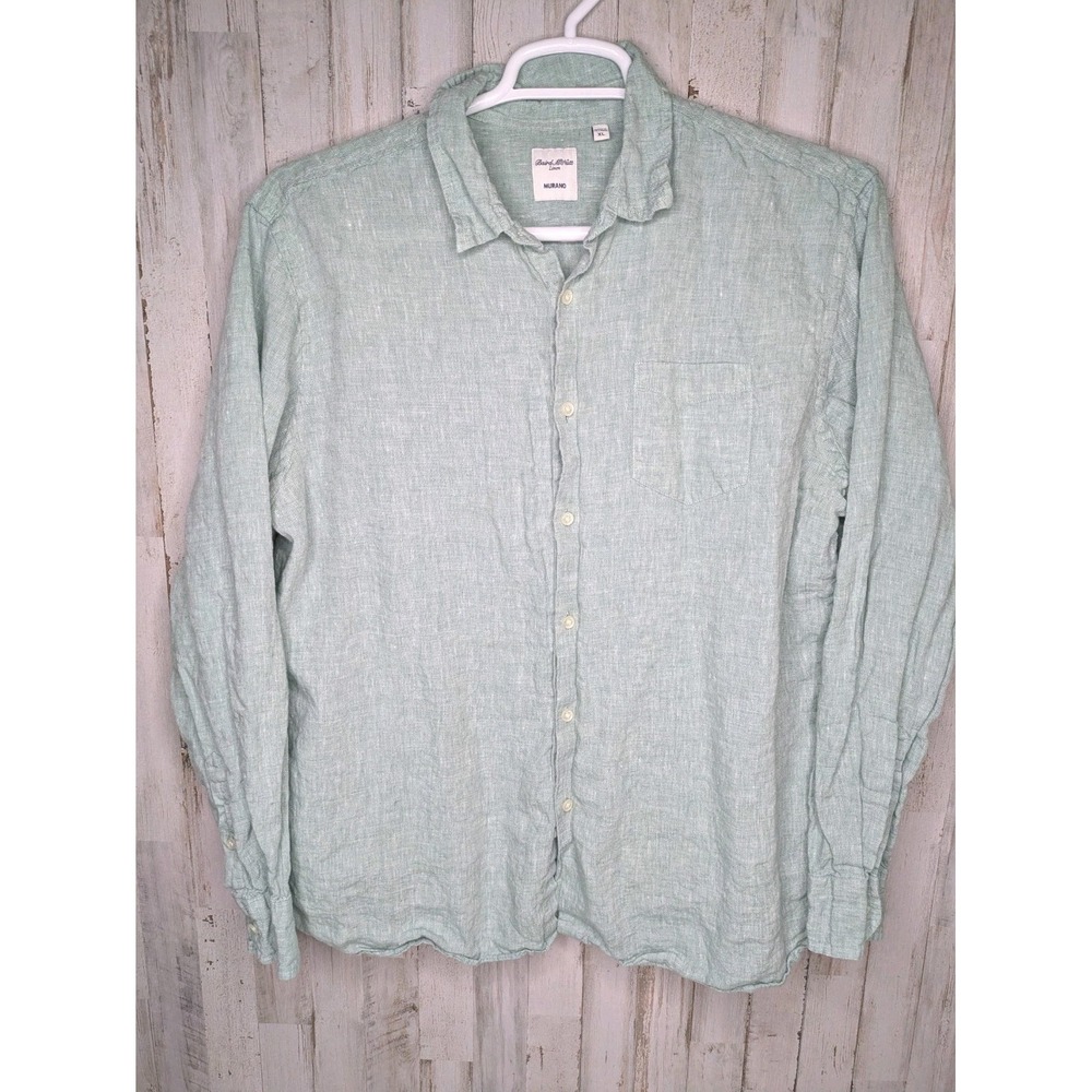 Murano Baird McNutt‎ Linen Shirt Mens XL Light Green Long Sleeve Button Front